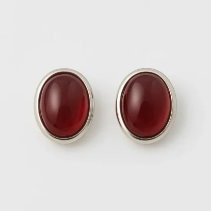 Garnet Oval Stud Earrings